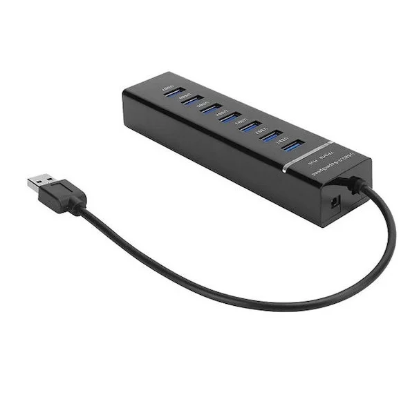 Φωτογραφία προϊόντος: OEM USB 3.0 Hub 7 Θυρών με Σύνδεση USB-A & LED Μπλε Φωτισμό Μαύρο 111730