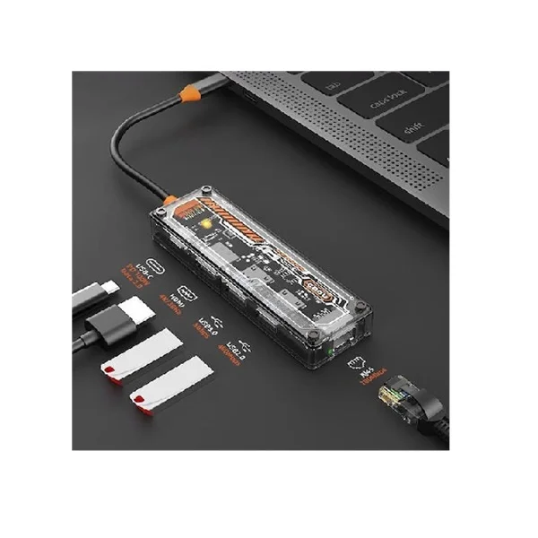 Φωτογραφία προϊόντος: OEM Aoweixun A-012 USB 3.0 Hub 5 Θυρών με σύνδεση USB-A / USB-C / Ethernet Γκρι (KLN-089122)