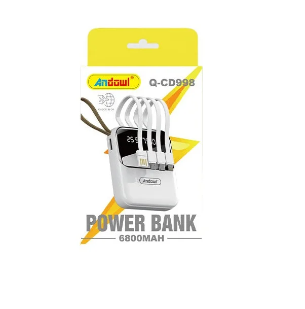 Φωτογραφία προϊόντος: OEM Andowl Q-CD998 Powerbank 6800mah με Ενσωματωμένα Καλώδια Φόρτισης