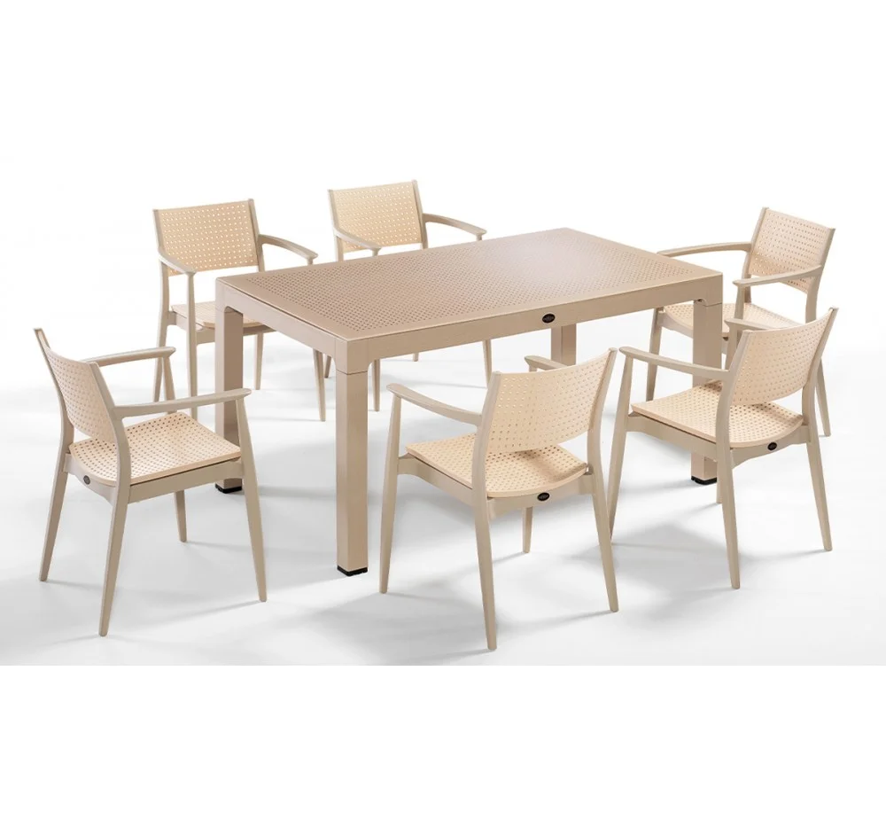 Φωτογραφία προϊόντος: Seginus τραπεζαρία 150x90cm Cappuccino - Ivory Πολυθρόνα:58x54x82cm