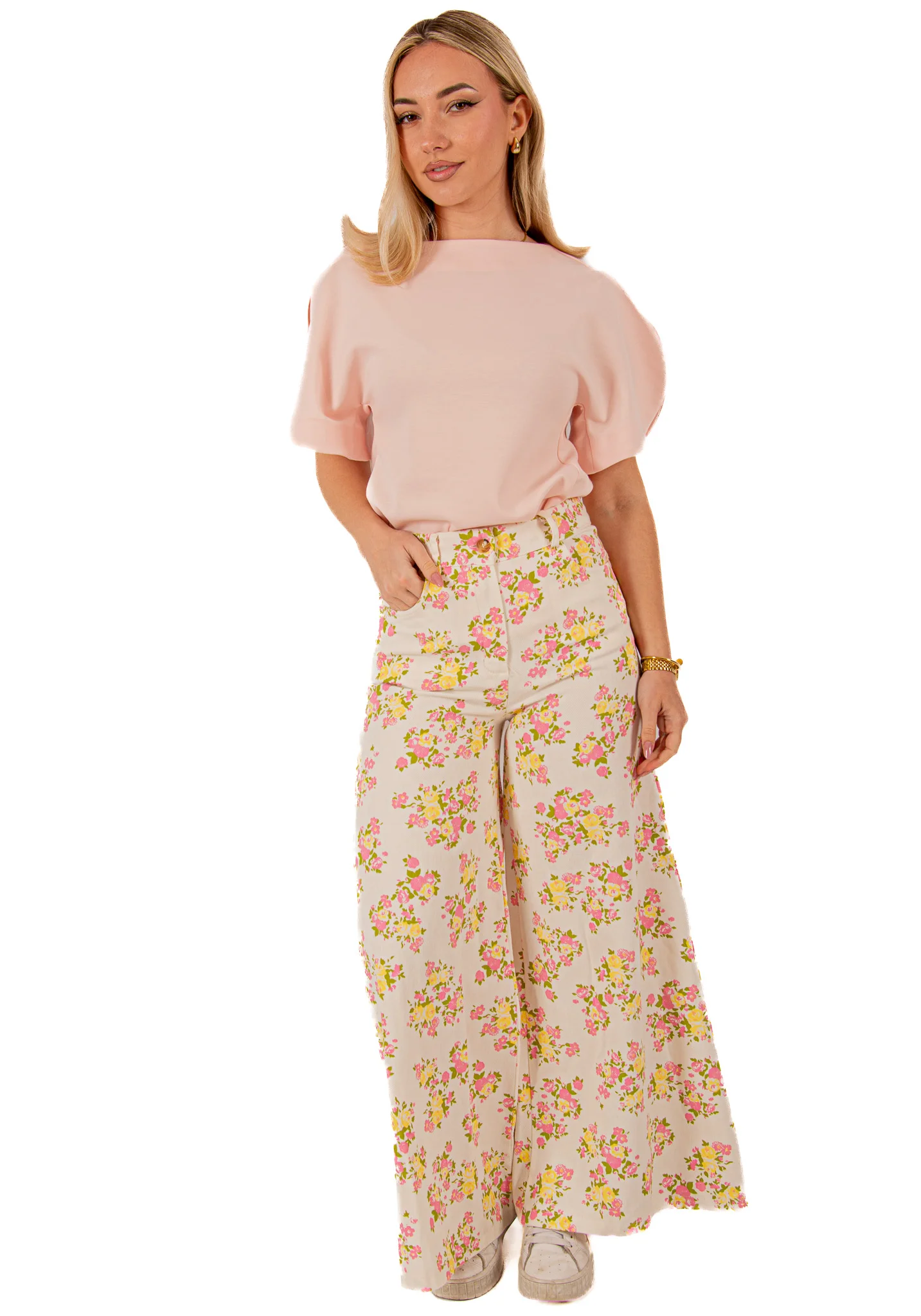 Φωτογραφία προϊόντος: Ellen Παντελονι Τζιν Floral Λευκό Floral