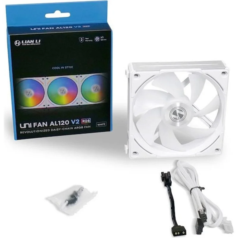 Φωτογραφία προϊόντος: Lian Li UNI Fan AL v2 Case Fan 120mm με RGB Φωτισμό και Σύνδεση 3-Pin / 4-Pin PWM Λευκό