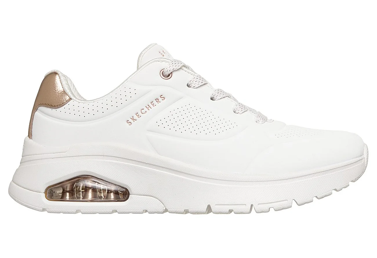 Φωτογραφία προϊόντος: SKECHERS W Durabuck with Metallic Heel Lace Up Fashion Sneaker (177799-WHT) ΥΠΟΔΗΜΑ