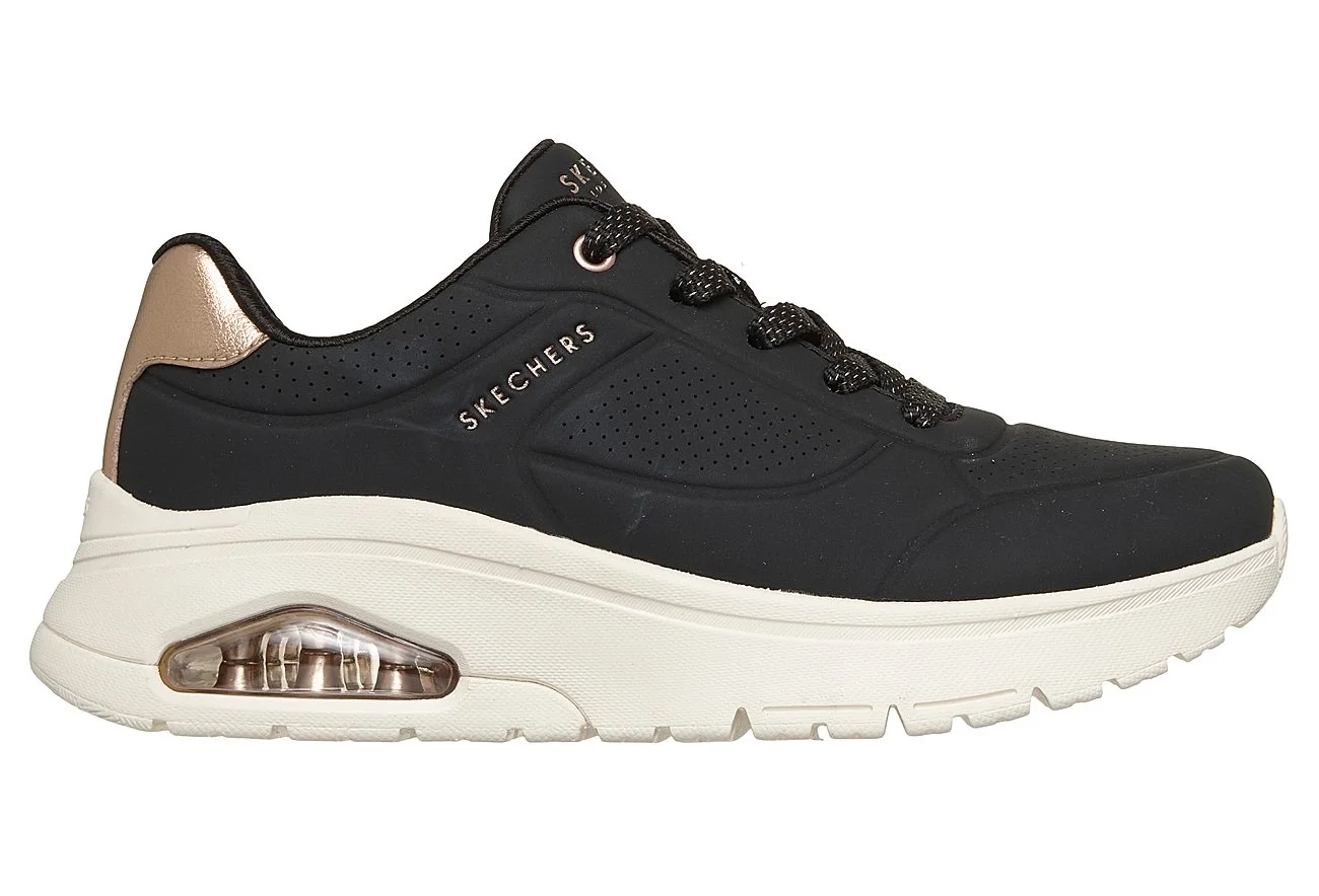 Φωτογραφία προϊόντος: SKECHERS W Durabuck with Metallic Heel Lace Up Fashion Sneaker (177799-BLK) ΥΠΟΔΗΜΑ