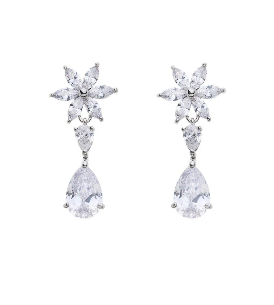 Φωτογραφία προϊόντος: Tasoulis Jewellery Collection Gloria Hope, Σκουλαρίκια απο ορείχαλκο επιπλατινωμένα με Ζιργκόν 0480-RH1175GH