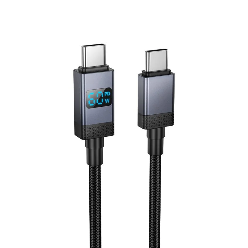 Φωτογραφία προϊόντος: . Cable USB C to USB C Hoco 3A 60W with display 1 m X118 black