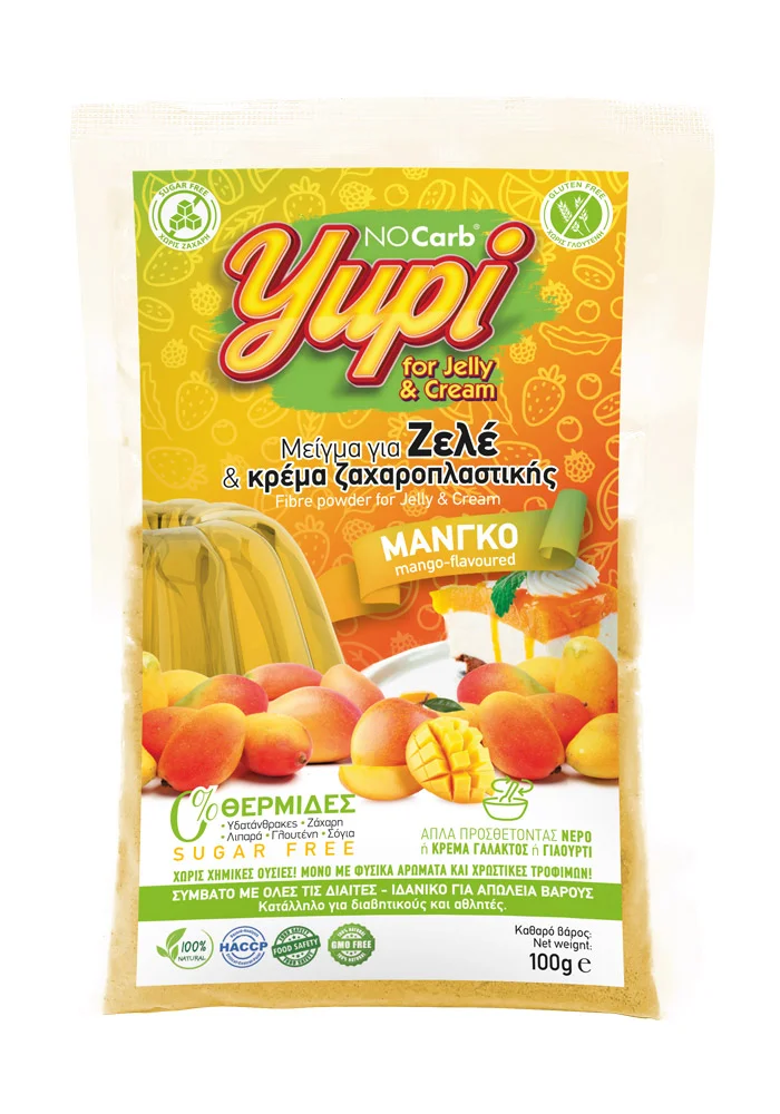 Φωτογραφία προϊόντος: No Carb® Μείγμα για Ζελέ & Κρέμα Ζαχ/κης Μάνγκο Yupi NoCarb 100g