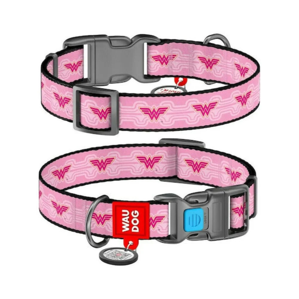 Φωτογραφία προϊόντος: Περιλαίμιο WauDog Wonder Woman Pink L 25mm x 35-58cm με SmartID