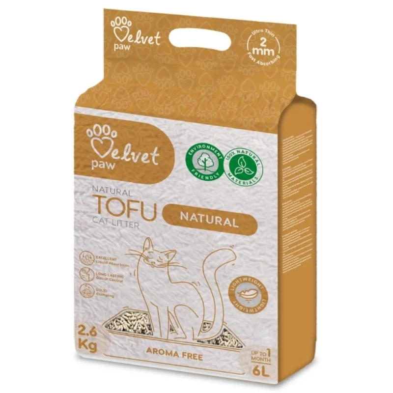Φωτογραφία προϊόντος: Velvet Paw Tofu Natural 6L – Φυσική Άμμος Γάτας Tofu Χωρίς Άρωμα