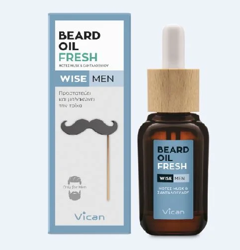 Φωτογραφία προϊόντος: Vican Wise Men Beard Oil Fresh Λαδάκι για τη γενειάδα του άνδρα, 30ml