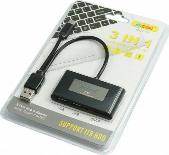 Φωτογραφία προϊόντος: Andowl Q-JC86 Hub 3 Θυρών USB 2.0 με σύνδεση USB-A