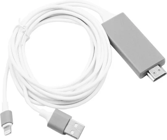 Φωτογραφία προϊόντος: Lightning Cable HDMI male - HDMI male / Lightning male / USB-A male 2m Λευκό