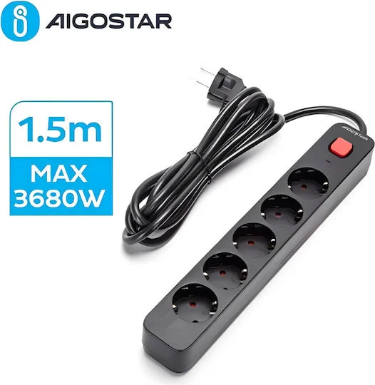 Φωτογραφία προϊόντος: Aigostar Πολύπριζο 5 Θέσεων με Διακόπτη και Καλώδιο 1.5m
