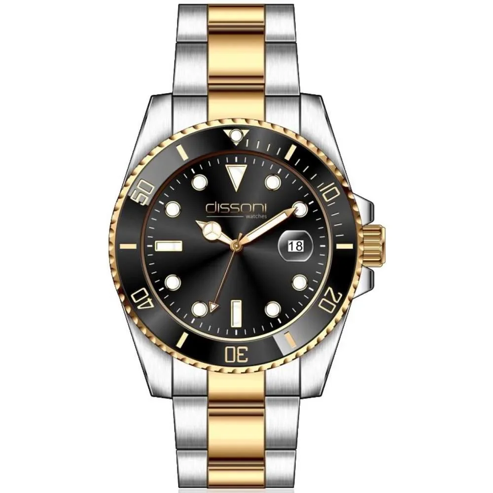 Φωτογραφία προϊόντος: Dissoni divers date two tone black dial