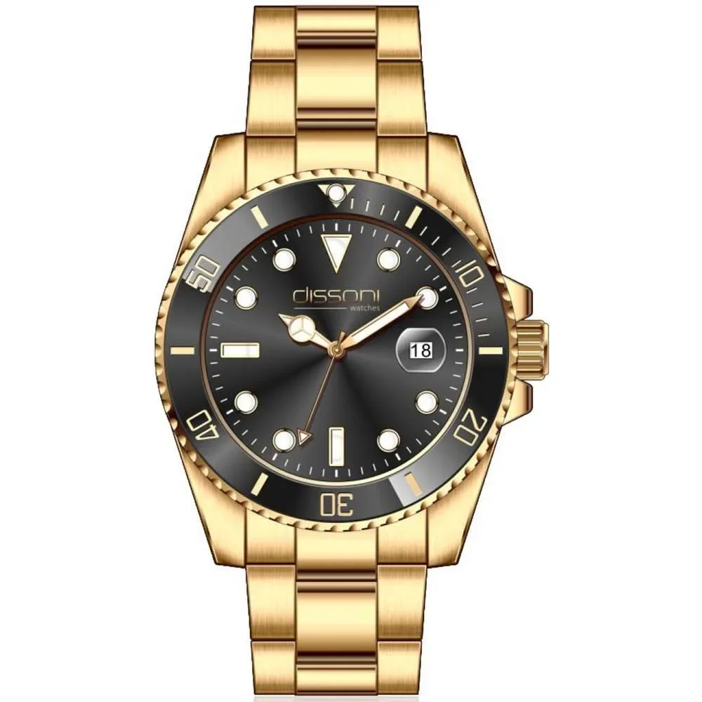 Φωτογραφία προϊόντος: Dissoni divers date gold black dial