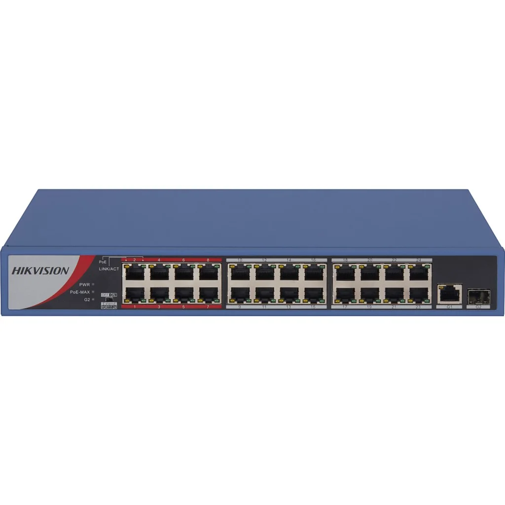 Φωτογραφία προϊόντος: Hikvision DS-3E0326P-E/M(B) PoE Switch με 24 θύρες PoE, 1 θύρα οπτικής ίνας και 1 θύρα Uplink