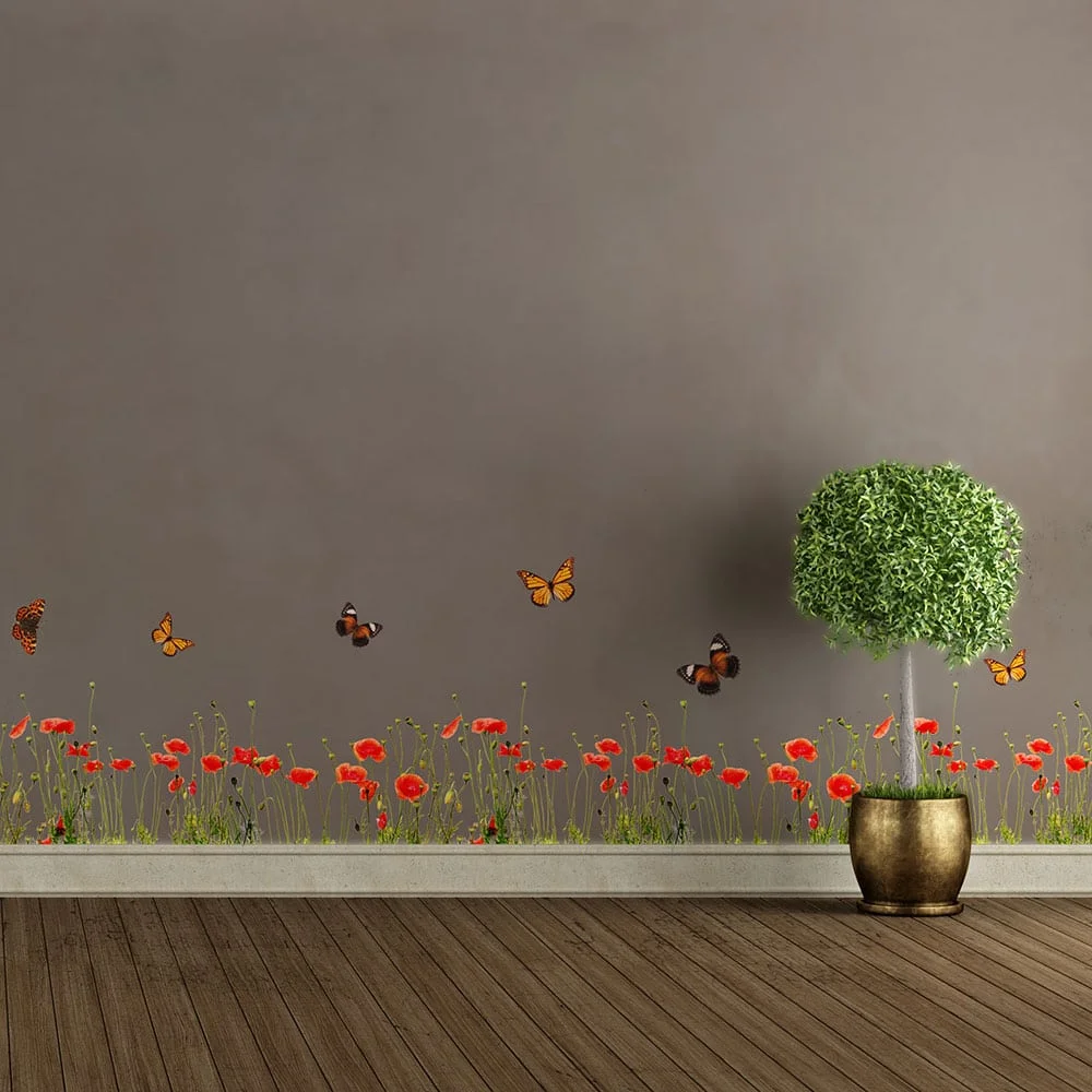 Φωτογραφία προϊόντος: Poppies + Butterflies μπορντούρες αυτοκόλλητες βινυλίου (53002) Ango