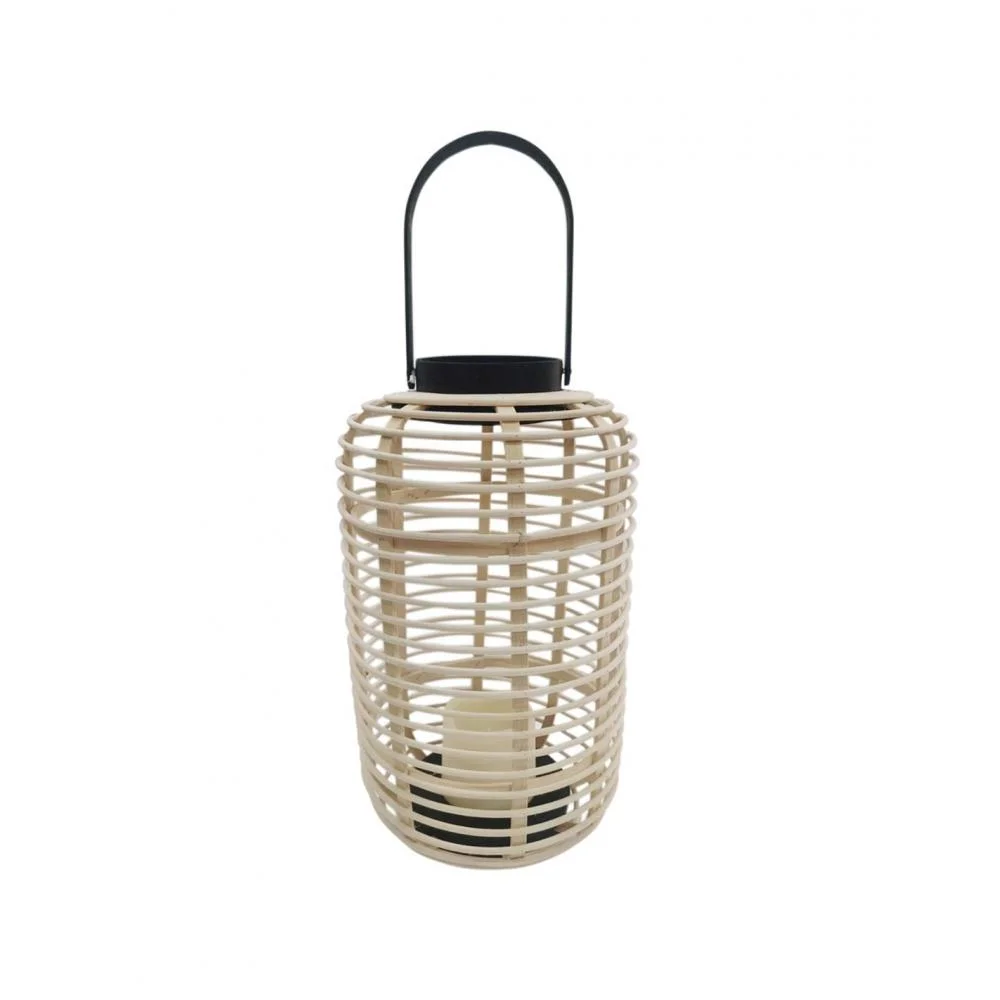 Φωτογραφία προϊόντος: Plastona Φανάρι rattan φυσικό με κερί μπατ.LED 21Χ36