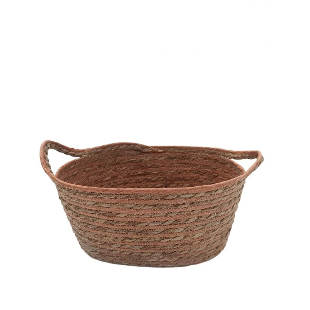 Φωτογραφία προϊόντος: Plastona Καλάθι ψάθινο οβάλ terracotta με φυσικό 34Χ27Χ16,5/19