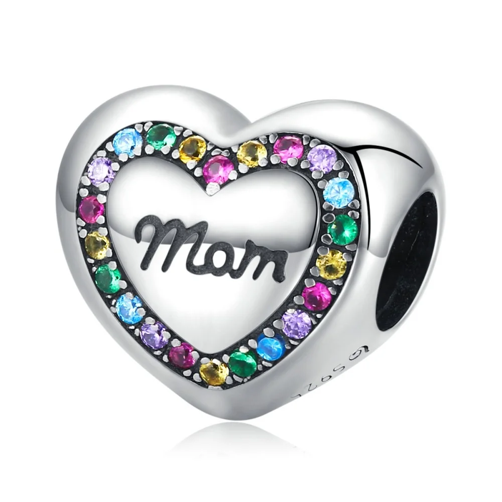 Φωτογραφία προϊόντος: Σύμβολο Silver Me Heart Mom with colorful stones για Βραχιόλι από Ασήμι 925 με Ζιρκόν ΑΒΡ0953