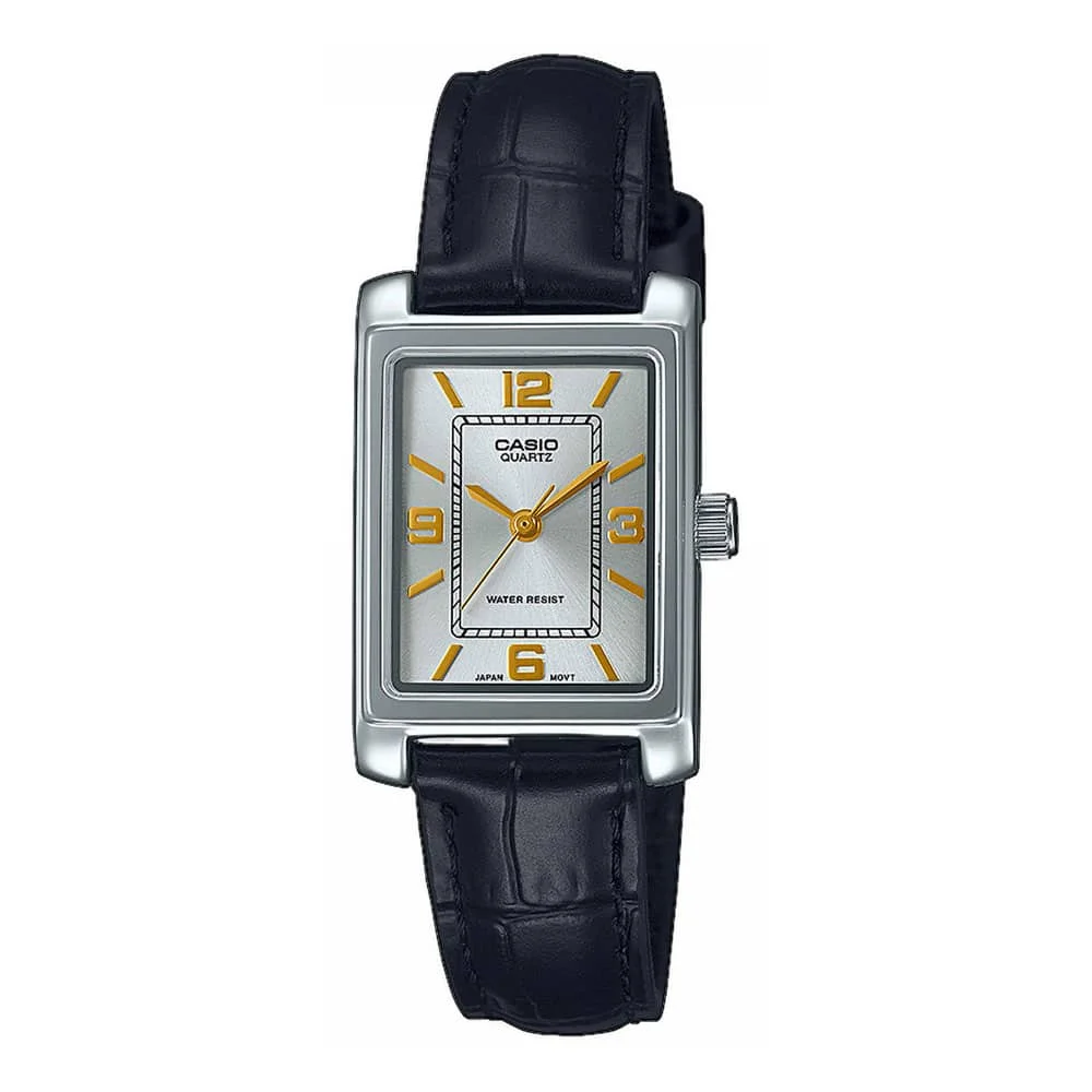 Φωτογραφία προϊόντος: CASIO Collection Black Leather Strap Silver Dial LTP-1234PL-7A2EF