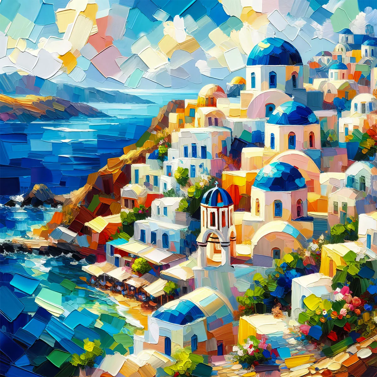 Φωτογραφία προϊόντος: Πίνακας ζωγραφικής σε καμβά Santorini Sea View