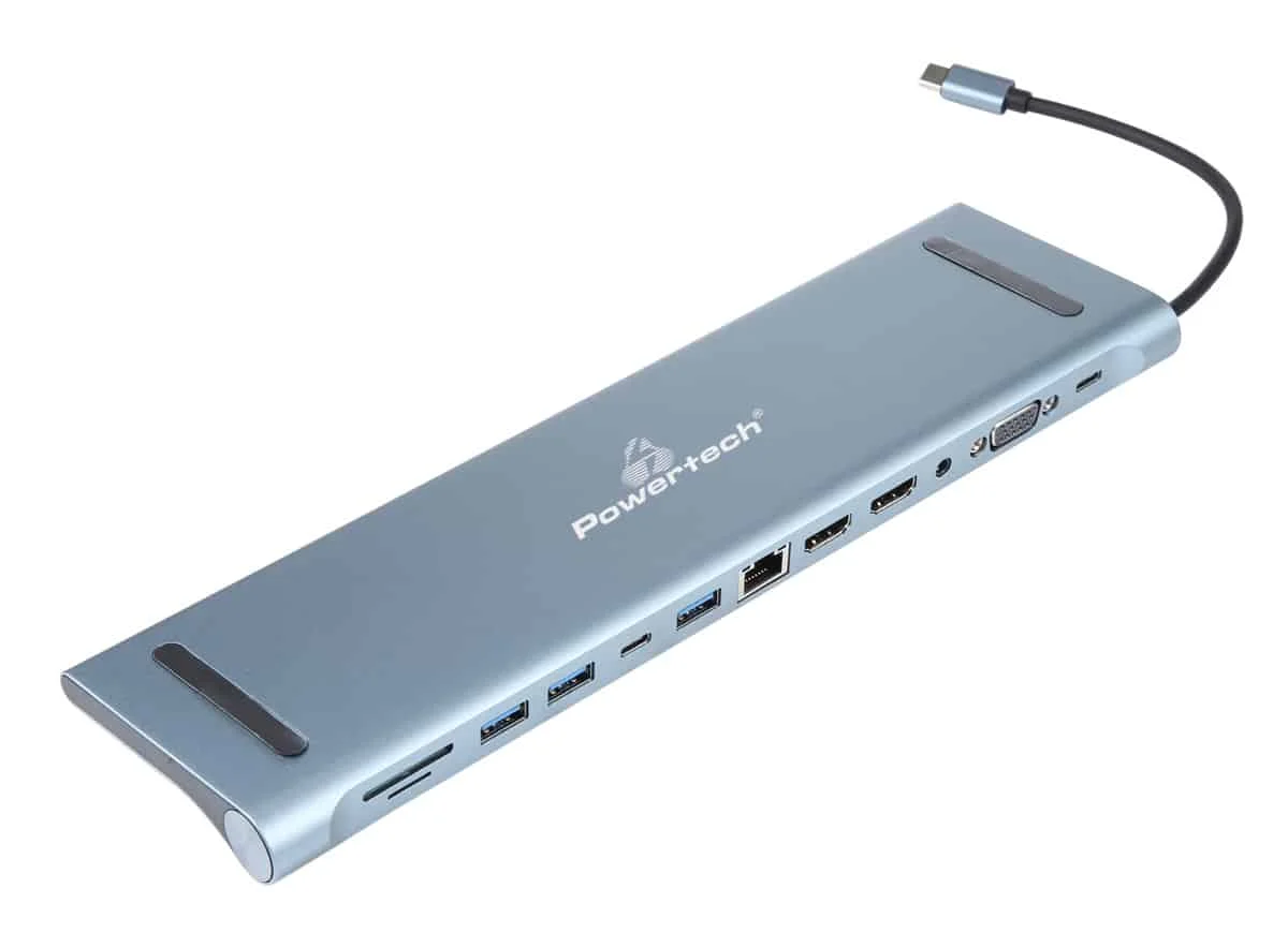 Φωτογραφία προϊόντος: POWERTECH docking station BYL-2003U2, 12 θυρών, βάση laptop, USB-C, γκρι