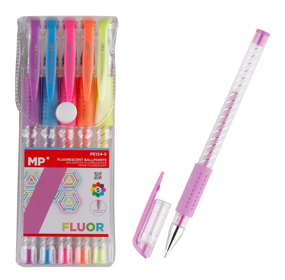Φωτογραφία προϊόντος: MP σετ στυλό fluorescent ballpoint PE124-5, 0.9mm, πολύχρωμα, 5τμχ