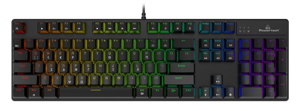 Φωτογραφία προϊόντος: POWERTECH gaming μηχανικό πληκτρολόγιο PT-1254, ενσύρματο, RGB, μαύρο