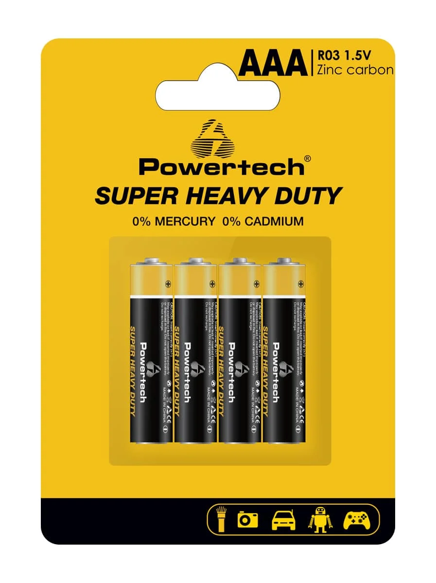 Φωτογραφία προϊόντος: POWERTECH μπαταρίες Zinc Carbon Super Heavy Duty PT-1218, AAA 1.5V, 4τμχ