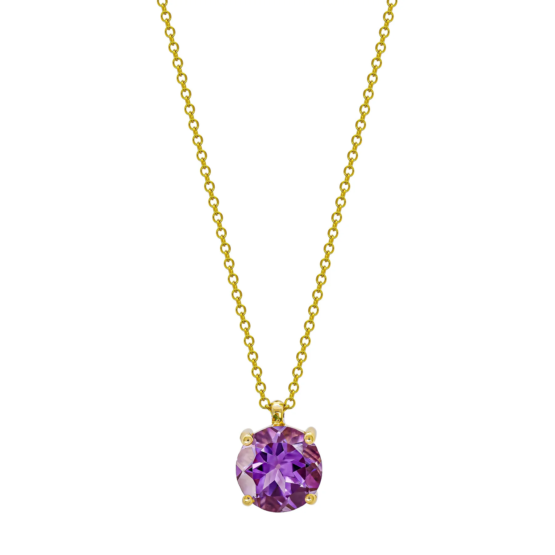 Φωτογραφία προϊόντος: Κολιέ Μονόπετρο με Amethyst από Κίτρινο Χρυσό 14 Καρατίων KL2054