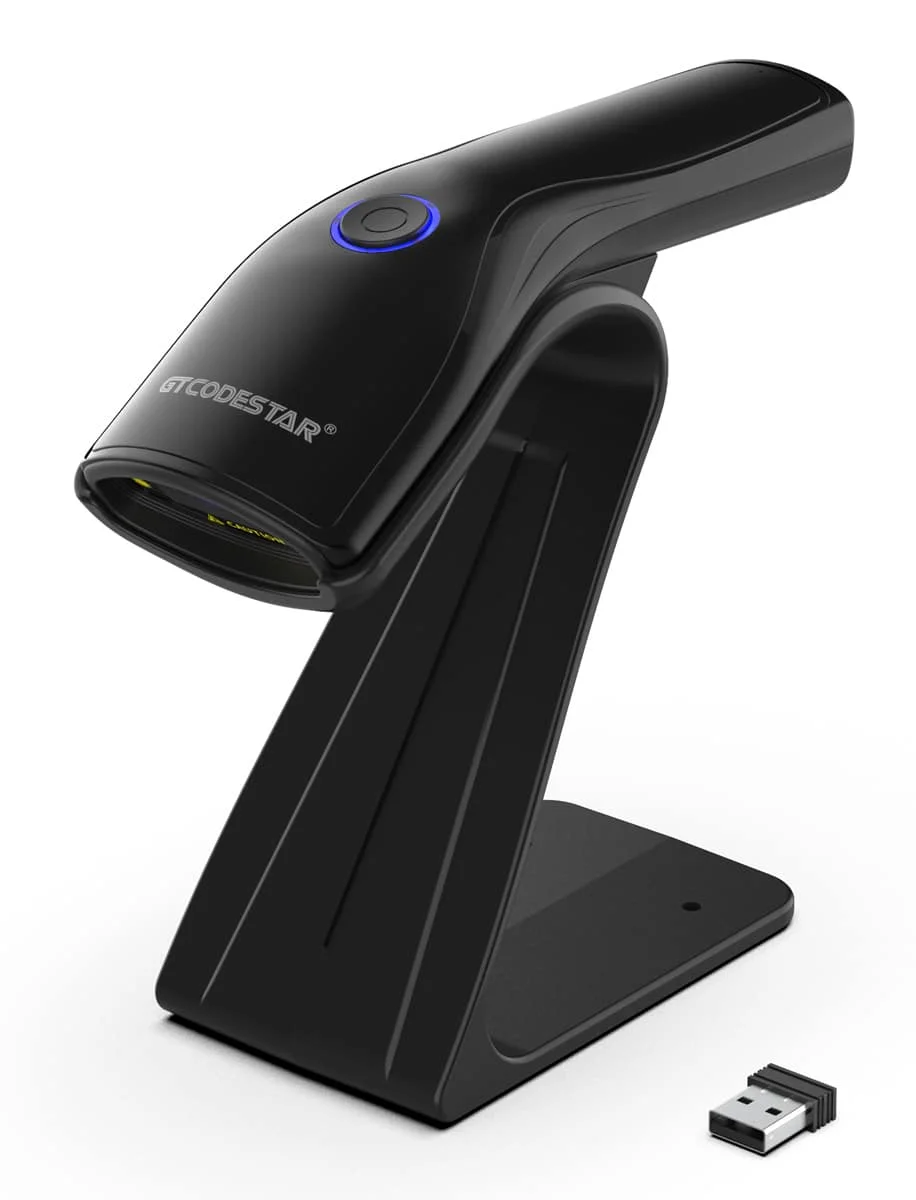 Φωτογραφία προϊόντος: GTCODESTAR barcode scanner X-9200L με βάση, 1D +amp; 2D, ενσύρματο +amp; ασύρματο, Bluetooth, 800mAh, μαύρο