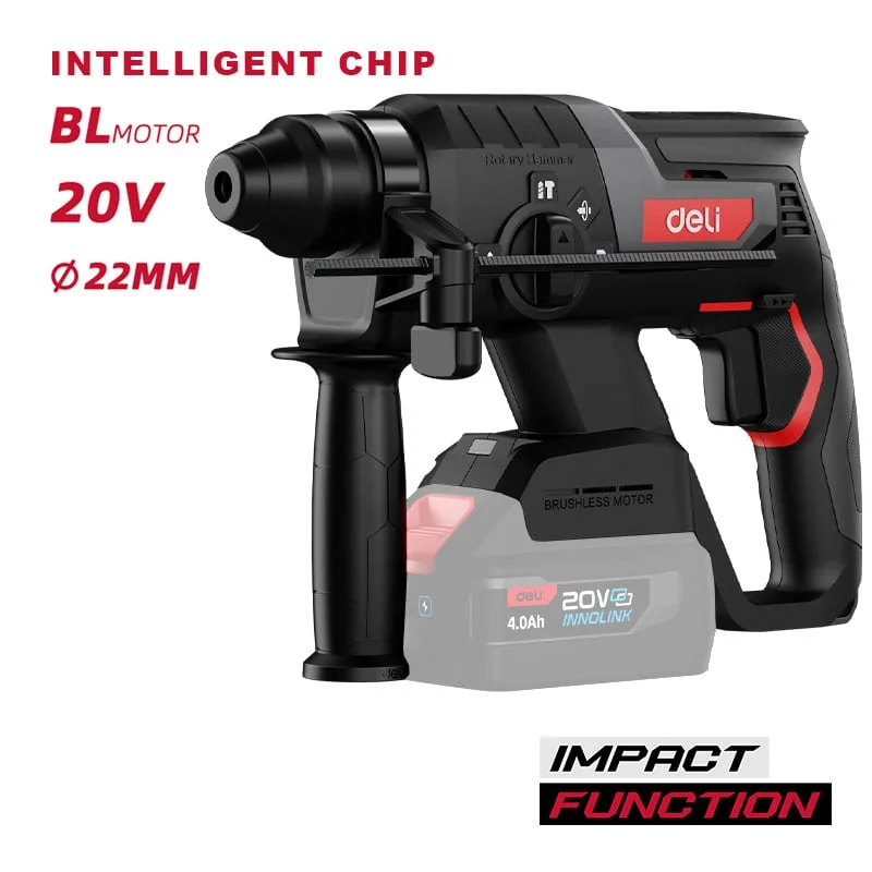 Φωτογραφία προϊόντος: DELI κρουστικό σκαπτικό μπαταρίας DE-DC20-2, Brushless, 20V, 2J