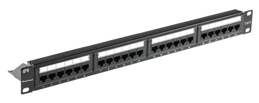 Φωτογραφία προϊόντος: POWERTECH patch panel NETW-0046 για rack 19"/1U, 24 θυρών, CAT 6 UTP, μαύρο