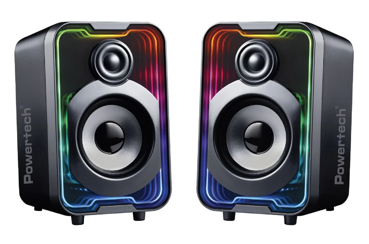 Φωτογραφία προϊόντος: POWERTECH ηχεία PT-1575 με RGB φωτισμό, 2x 5W, Bluetooth +amp; USB/USB-C, μαύρα