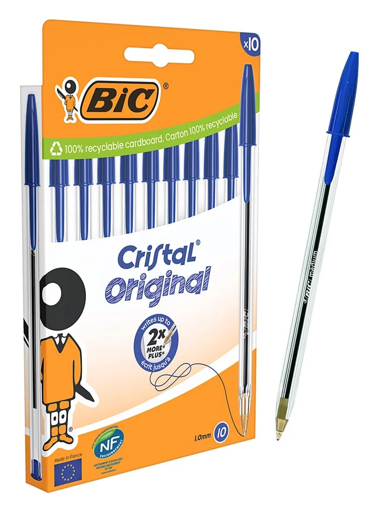 Φωτογραφία προϊόντος: BIC στυλό διαρκείας ballpoint Cristal Original, 1mm μύτη, μπλε, 10τμχ