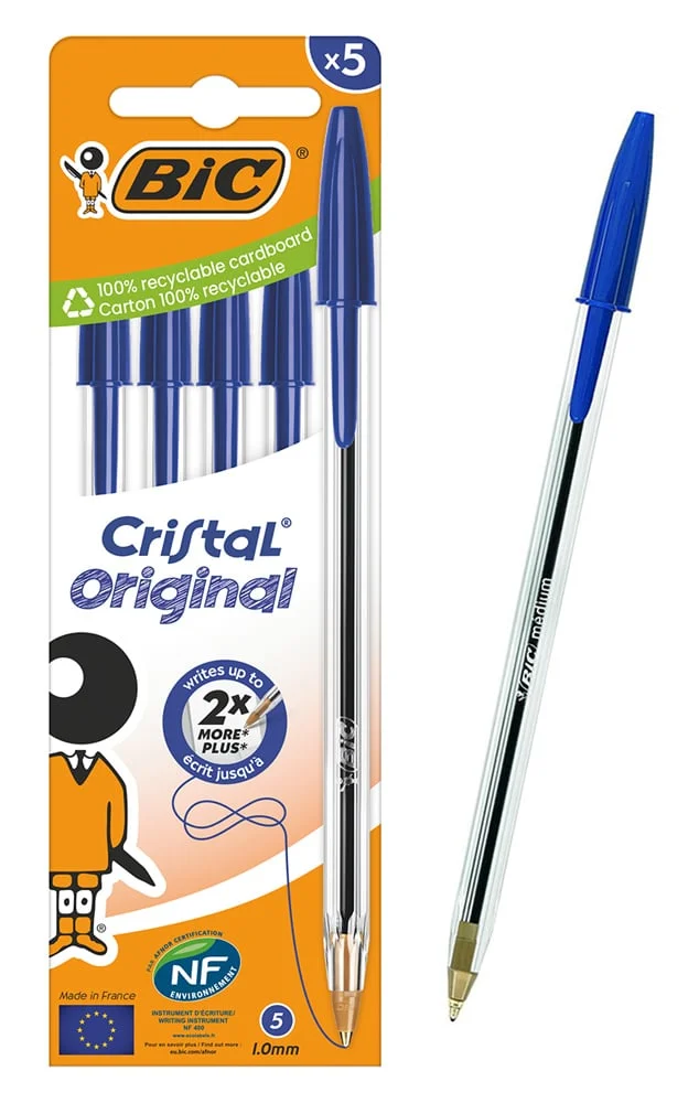 Φωτογραφία προϊόντος: BIC στυλό διαρκείας ballpoint Cristal Original, 1mm μύτη, μπλε, 5τμχ