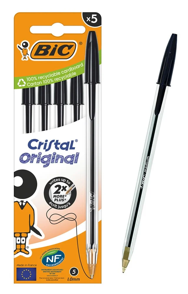 Φωτογραφία προϊόντος: BIC στυλό διαρκείας ballpoint Cristal Original, 1mm μύτη, μαύρο, 5τμχ