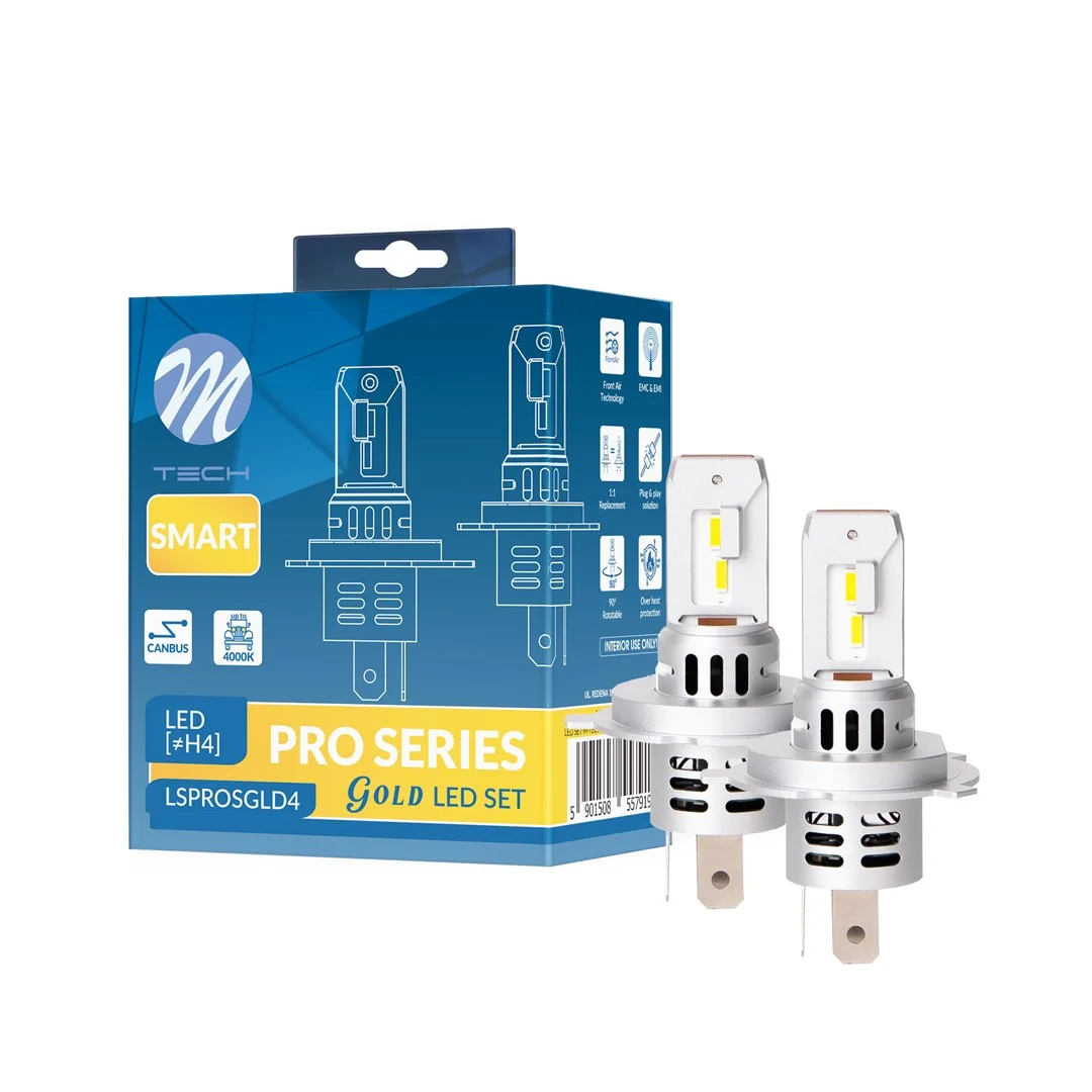 Φωτογραφία προϊόντος: M-tech ΛΑΜΠEΣ LED H4 12V 4.000K 52W 4.300lm LED CANBUS CSP5730 PRO SMART SERIES M-TECH - 2 ΤΕΜ. LSPROSGLD4/MT