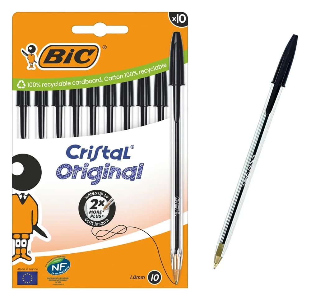 Φωτογραφία προϊόντος: BIC στυλό διαρκείας ballpoint Cristal Original, 1.0mm μύτη, μαύρο, 10τμχ