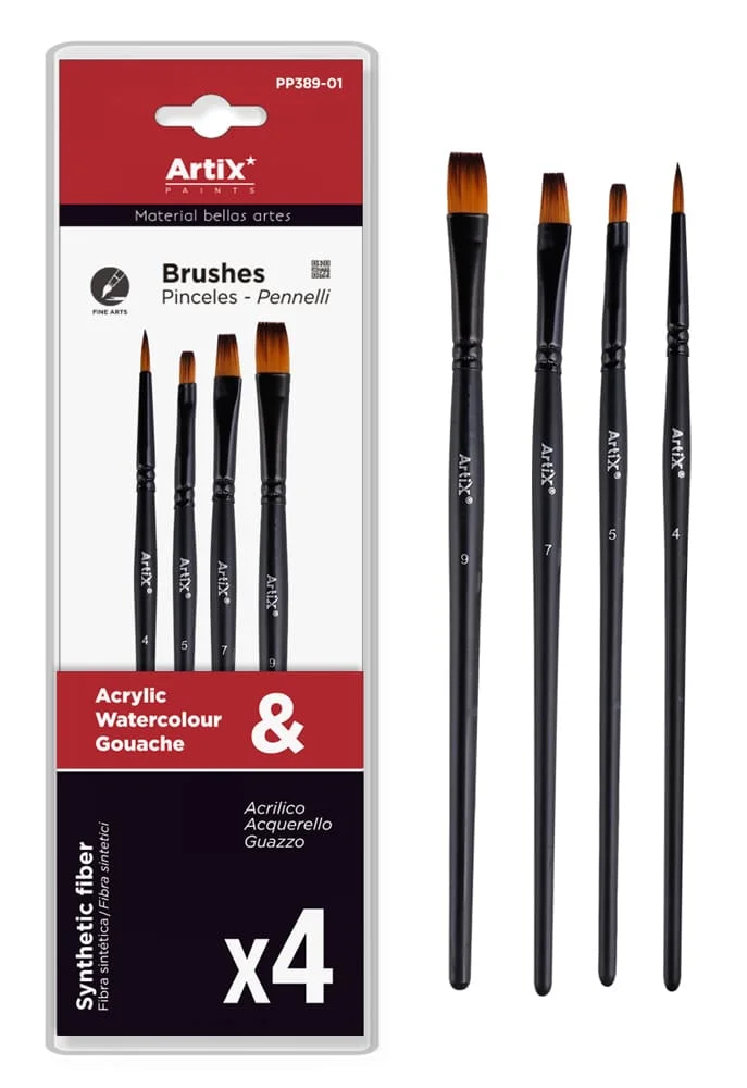 Φωτογραφία προϊόντος: ARTIX PAINTS σετ πινέλων ζωγραφικής PP389-01, μαύρο, 4τμχ