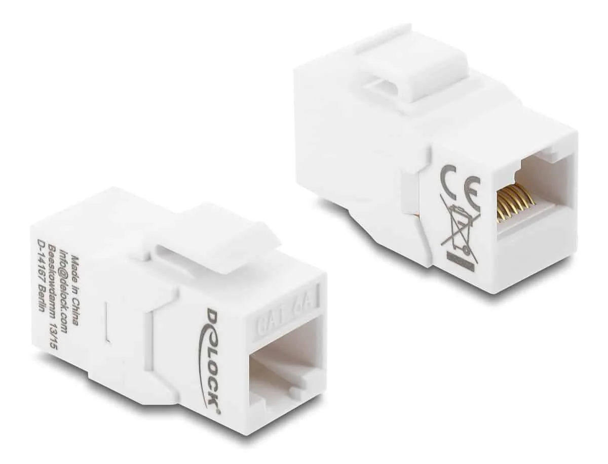 Φωτογραφία προϊόντος: DELOCK Keystone module RJ45 90991, θηλυκό σε θηλυκό, Cat 6A UTP, λευκό