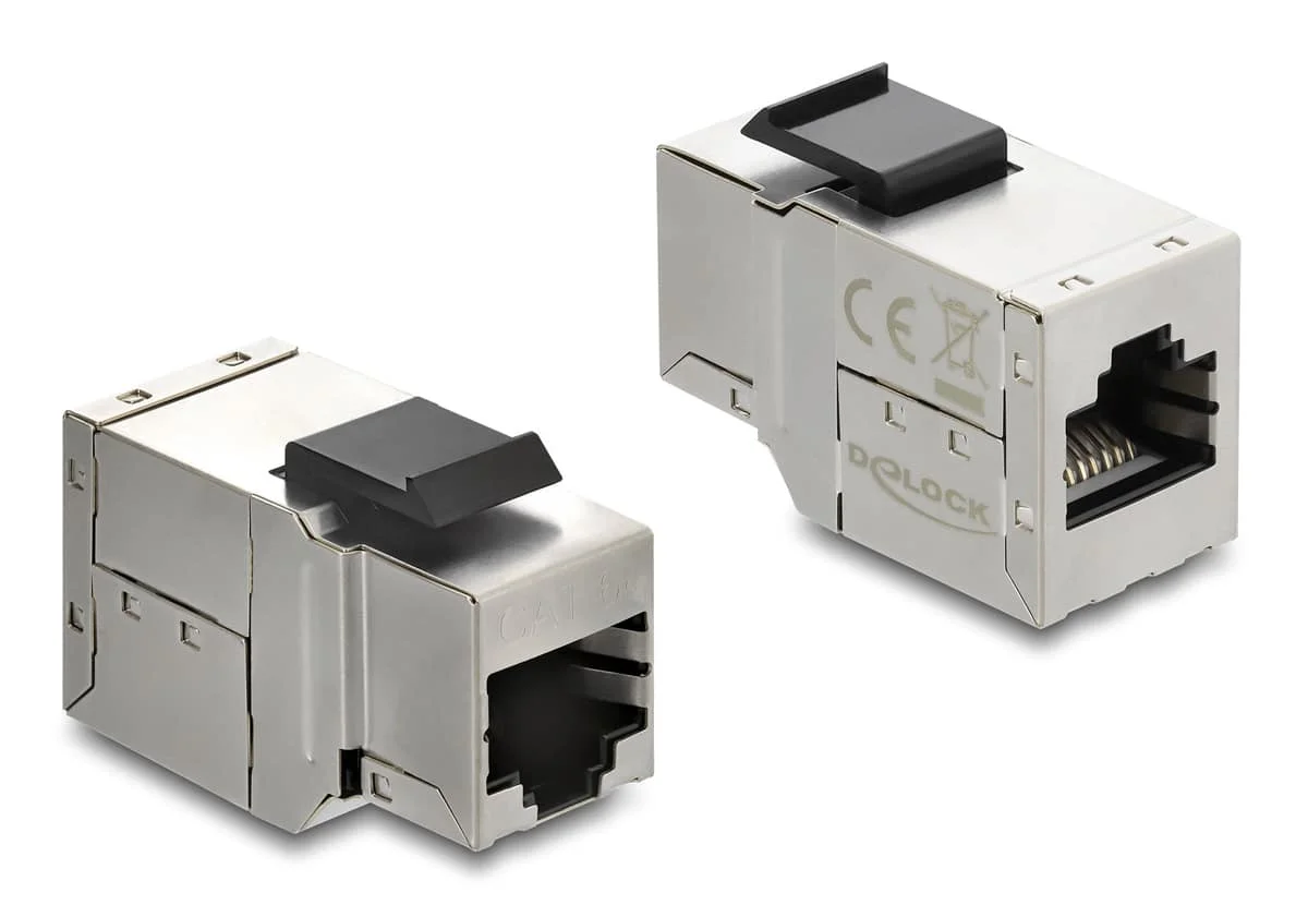 Φωτογραφία προϊόντος: DELOCK Keystone module RJ45 90835, θηλυκό σε θηλυκό, Cat 6A STP, ασημί