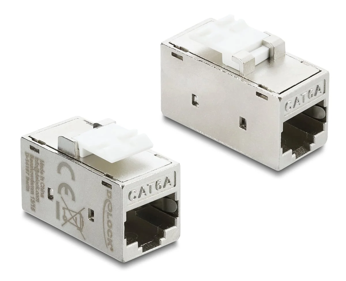 Φωτογραφία προϊόντος: DELOCK Keystone module RJ45 90989, θηλυκό σε θηλυκό, Cat 6A STP, ασημί
