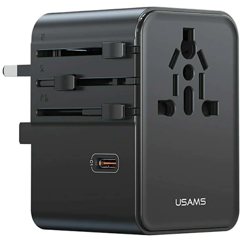 Φωτογραφία προϊόντος: Φορτιστής Ταξιδιού Adapter USAMS CC310 3xUSB-C 70W 4in1 US/AU/EU/UK μαύρο