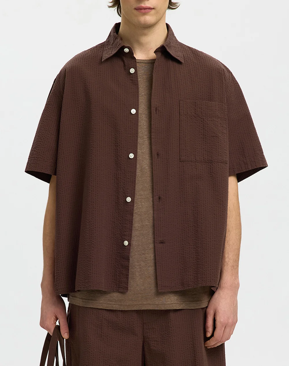 Φωτογραφία προϊόντος: SELECTED STUART SEERSUCKER RELAXED SHIRT MEN SELECTED ΚΑΦΕ (16101353-BRACKEN)