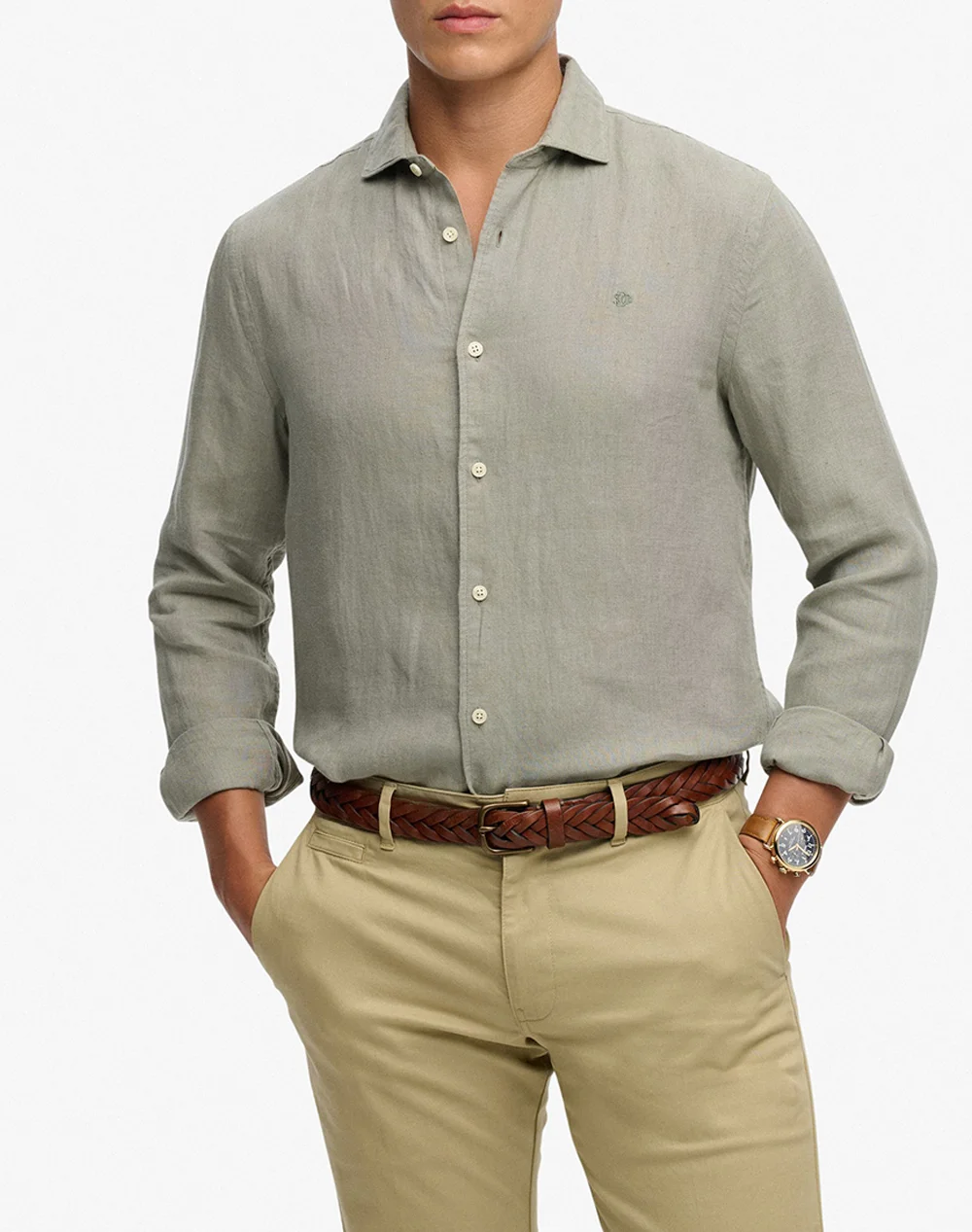 Φωτογραφία προϊόντος: SUPERDRY D2 STUD RIVIERA LINEN LONGSLEEVE SHIRT MEN SUPERDRY ΧΑΚΙ (M4011103A-J3C)