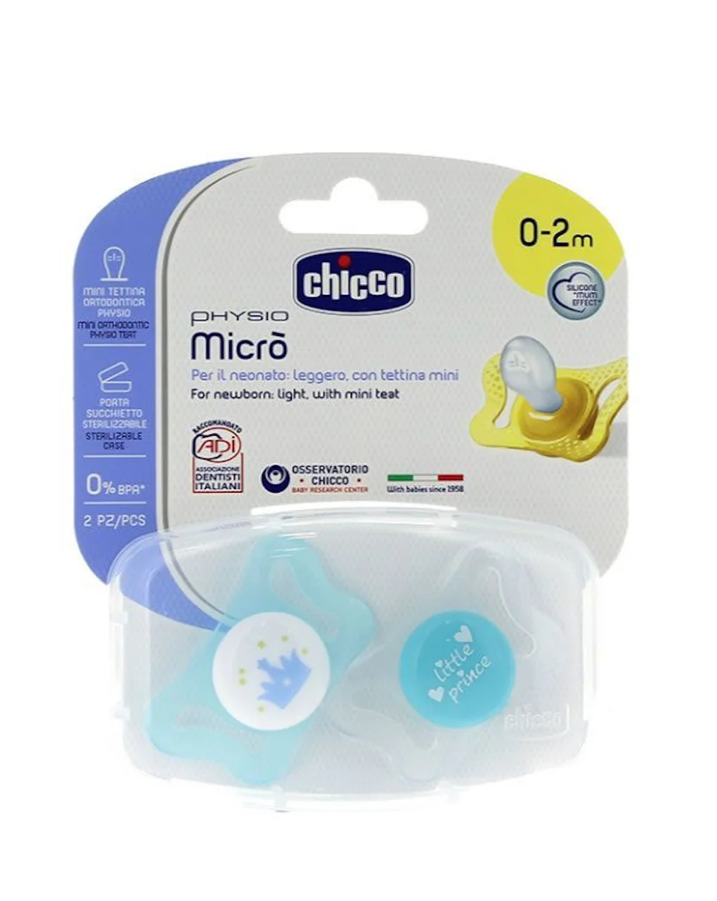 Φωτογραφία προϊόντος: Πιπίλα Physio Micro Σιλικόνη 0-2μ Σιέλ - 2 τεμ.