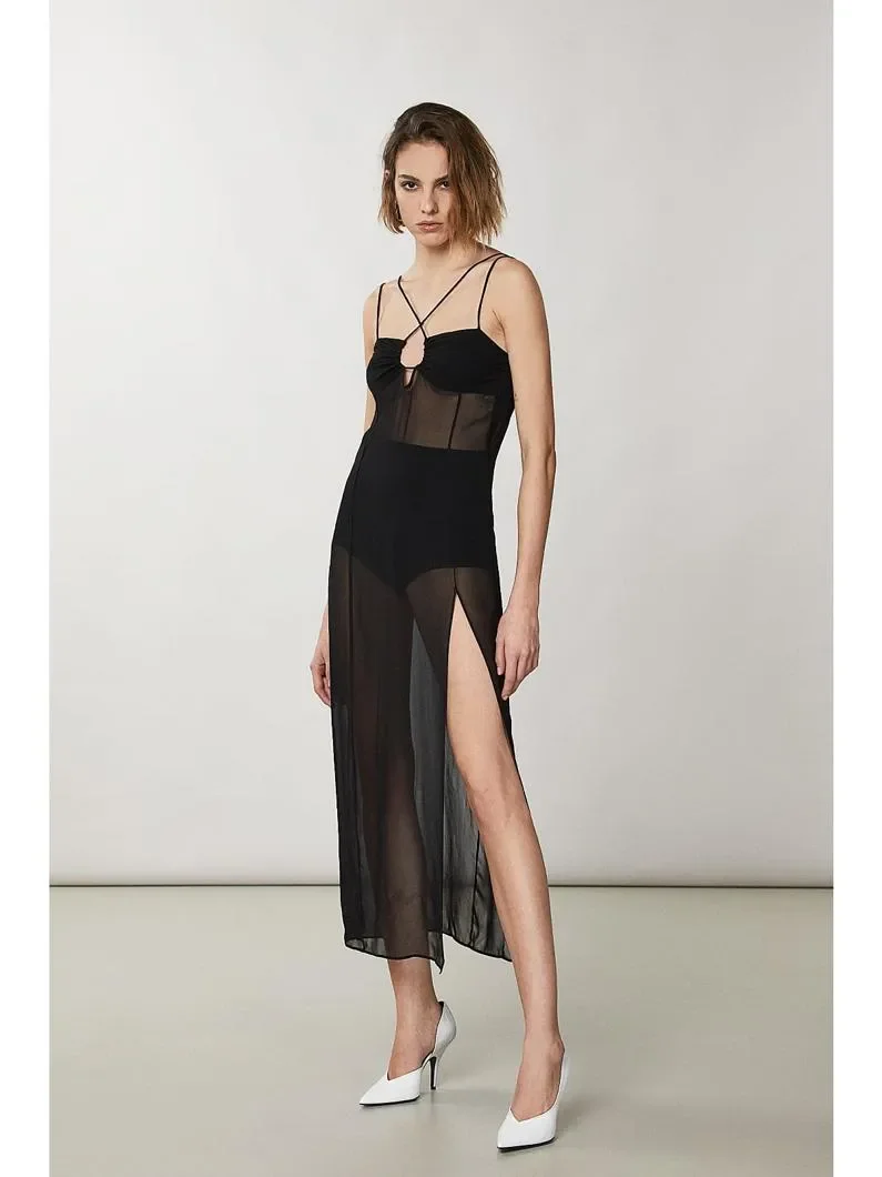 Φωτογραφία προϊόντος: PATRIZIA PEPE – Μαύρο Slip Dress (Κωδ. 2A2557A060) 44 ΜΑΥΡΟ