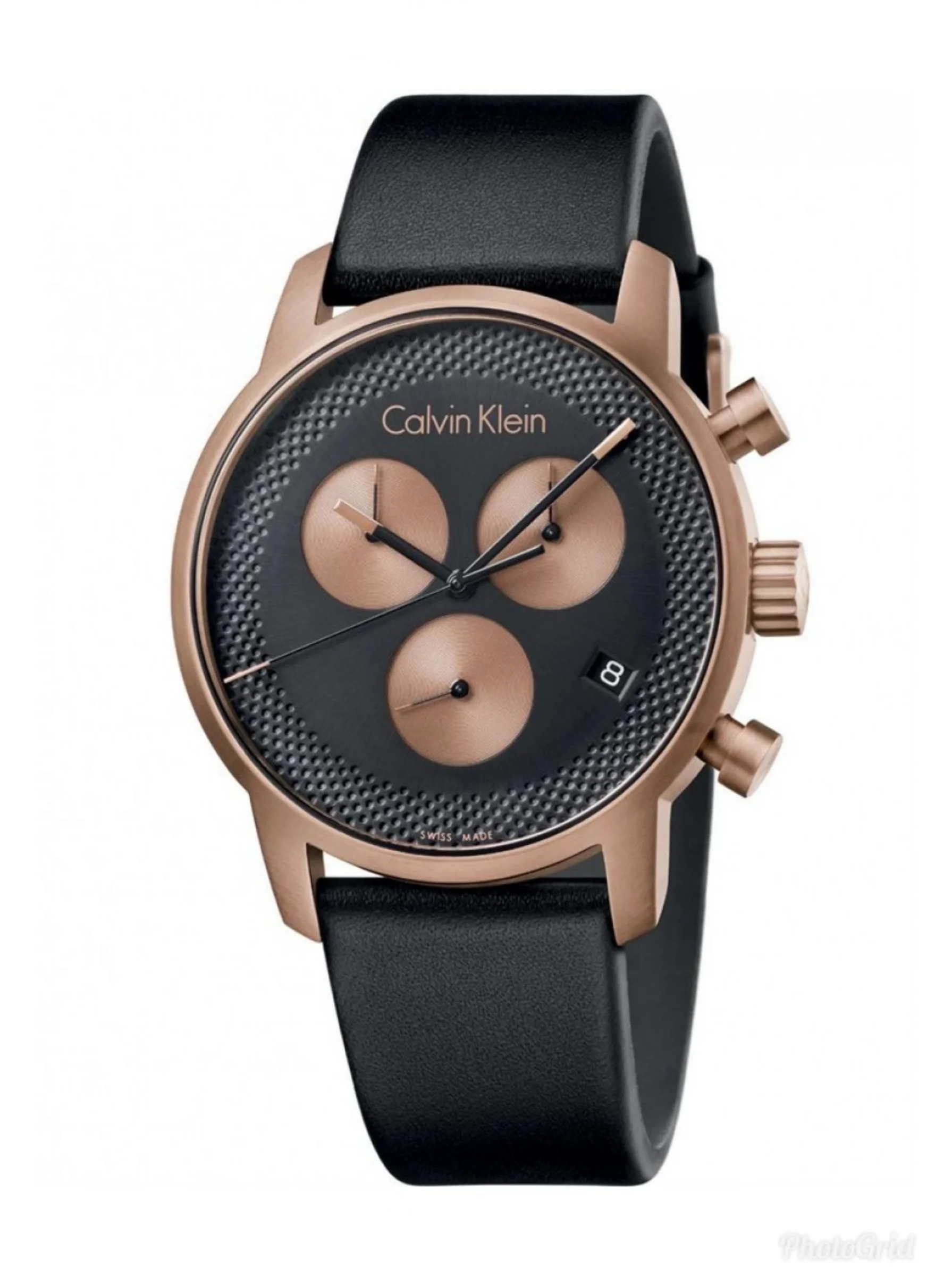 Φωτογραφία προϊόντος: CALVIN KLEIN City Rose Gold Black Leather Chronograph K2G17TC1